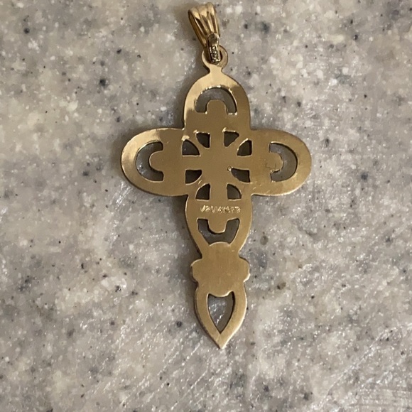 Vintage Religious 1/20 14K Gold Plated Cross Pendant - Picture 3 of 4